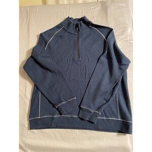 LL Bean Men’s XL Blue Long Sleeve Pullover Collar Shirt 1/4 Zip